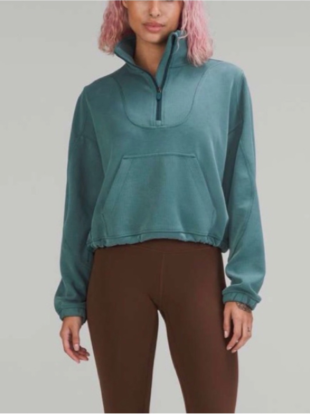 LULULEMON Brushed Softstreme Ribbed Half Zip Pullover